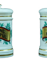 Ancienne paire de pots à pharmacie XIXe porcelaine porcelaine de Paris Lefebure - Miniature 1