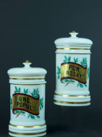 Ancienne paire de pots à pharmacie XIXe porcelaine porcelaine de Paris Lefebure - Miniature 6