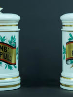 Ancienne paire de pots à pharmacie XIXe porcelaine porcelaine de Paris Lefebure - Miniature 7