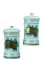 Ancienne paire de pots à pharmacie XIXe porcelaine porcelaine de Paris Lefebure - Miniature 8