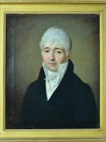 Tableau ancien portrait empire 1813 monogramme G.R homme redingote atl David - Miniature 1