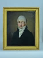 Tableau ancien portrait empire 1813 monogramme G.R homme redingote atl David - Miniature 3