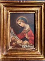 Ancien tableau religieux florentin icône Madone à l'enfant / Dolci cadre doré - Miniature 1