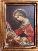 Ancien tableau religieux florentin icône Madone à l'enfant / Dolci cadre doré - Miniature 3