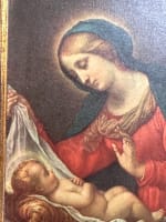 Ancien tableau religieux florentin icône Madone à l'enfant / Dolci cadre doré - Miniature 4