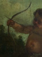 Grand tableau ancien sv François Boucher amour angelot cupidon paysage 18e hst - Miniature 4