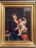 Ancien tableau religieux florentin icône La Vierge à la grappe / Mignard 1950 - Miniature 1