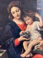 Ancien tableau religieux florentin icône La Vierge à la grappe / Mignard 1950 - Miniature 3