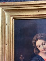 Ancien tableau religieux florentin icône La Vierge à la grappe / Mignard 1950 - Miniature 4