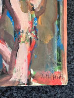 Dessin ancien CoBrA portrait couple homme femme nue signé Ten Kate - Miniature 6