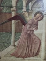 Ancien tableau religieux florentin icône L'Annonciation / Fran Angelico 1950 - Miniature 3