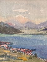 Ancien dessin original paysage lac Léman Vevey Suisse Mattéo Brondy 1900 - Miniature 2