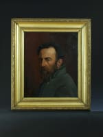 Tableau ancien portrait autoportrait au miroir signé Chabou Toulouse XIXe HST - Miniature 2