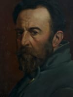 Tableau ancien portrait autoportrait au miroir signé Chabou Toulouse XIXe HST - Miniature 5