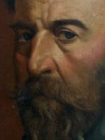 Tableau ancien portrait autoportrait au miroir signé Chabou Toulouse XIXe HST - Miniature 7