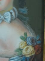 Ancien tableau portrait jeune femme costume Louis XVI Pompadour Louis Tocqué - Miniature 7
