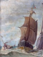 Tableau ancien Pol Noël marine bateau à vapeur voilier phare Royan XIXe port - Miniature 1