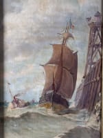 Tableau ancien Pol Noël marine bateau à vapeur voilier phare Royan XIXe port - Miniature 2