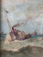 Tableau ancien Pol Noël marine bateau à vapeur voilier phare Royan XIXe port - Miniature 5