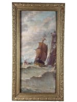 Tableau ancien Pol Noël marine bateau à vapeur voilier phare Royan XIXe port - Miniature 10