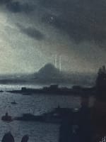 Beau dessin ancien Istanbul mosquée Bosphore la nuit Onnik der Azarian arménien - Miniature 3