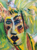 Rare et très belle gouache collage portrait 1996 Moritz Ney Luxembourg visage - Miniature 2