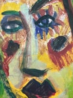 Rare et très belle gouache collage portrait 1996 Moritz Ney Luxembourg visage - Miniature 3