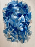 Pierre Jourda ancien tableau auto portrait cubiste Toulouse 1950 expressionnist - Miniature 1