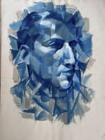 Pierre Jourda ancien tableau auto portrait cubiste Toulouse 1950 expressionnist - Miniature 2