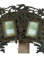 Grand cadre en bois sculpté Dragon oiseaux Indochine feuillage photos XIXe - Miniature 3