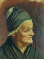 Tableau ancien portrait de femme normande Villers-sur-Mer signé Lucien Jonas - Miniature 1