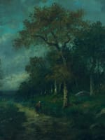 Ancien tableau école de Barbizon animé forêt signé Narcisse Diaz XIXe toile cadre - Miniature 1