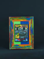 Tableau moderne expressionniste Jaber Art Brut portrait visage cadre peint - Miniature 2