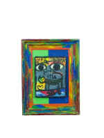 Tableau moderne expressionniste Jaber Art Brut portrait visage cadre peint - Miniature 7