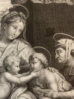 Belle gravure ancienne portrait de la Sainte Famille Maternité Raphael Baptiste - Miniature 1