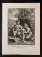 Belle gravure ancienne portrait de la Sainte Famille Maternité Raphael Baptiste - Miniature 2
