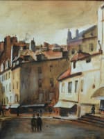 Beau tableau ancien rue de Paris V Sorbonne animée Art Déco Cesar Bron Vlaminck - Miniature 5