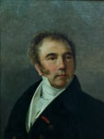 Beau tableau ancien Empire portrait homme cravate blanche Lienard Lille HST XIXe - Miniature 1