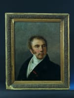 Beau tableau ancien Empire portrait homme cravate blanche Lienard Lille HST XIXe - Miniature 2
