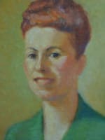 Beau tableau art déco Jean Druille portrait de jeune femme épouse Claude Estadas - Miniature 4