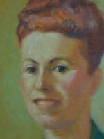 Beau tableau art déco Jean Druille portrait de jeune femme épouse Claude Estadas - Miniature 5