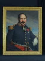 Grand tableau ancien portrait d'homme costume paysage Thomas Degeorge élève David - Miniature 2