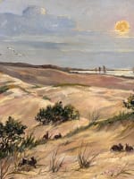 Tableau ancien plage paysage dune lapin marine bateau Le Touquet Fernand Maissen - Miniature 5