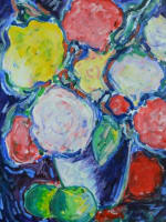 Beau tableau ancien Armand Bouvier bouquet de fleurs nature morte ent. Dufy cadre - Miniature 6