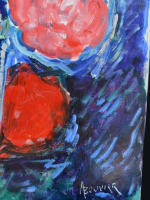 Beau tableau ancien Armand Bouvier bouquet de fleurs nature morte ent. Dufy cadre - Miniature 8