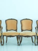 Ancien salon Louis XV fauteuil cabriolet chaise XVIIIe x 4 Jean Baptiste Gourdin - Miniature 1