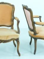 Ancien salon Louis XV fauteuil cabriolet chaise XVIIIe x 4 Jean Baptiste Gourdin - Miniature 3
