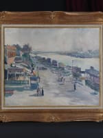 Ancien tableau Paris Belle époque la Seine animée tour Eiffel Henry Laurent XIXe - Miniature 2