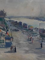 Ancien tableau Paris Belle époque la Seine animée tour Eiffel Henry Laurent XIXe - Miniature 4