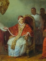 Ancien tableau romantique Ary Scheffer portrait pape Clément jésuites histoire - Miniature 4